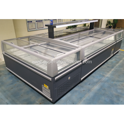 Commercial supermarket island display freezer